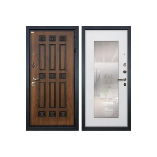 Входная металлическая дверь Лекс Гладиатор 3К Винорит с Зеркалом Ясень белый (панель №37)