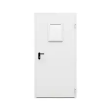 Дверь противопожарная металлическая однопольная типа ДПР-Олимп-01/60К с остеклением угловая коробка, 0950-2075, Правая, RAL 7035