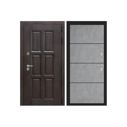 Входная дверь Лондон 25 - Бетон светлый, черный молдинг