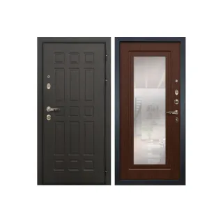 Входная металлическая дверь Лекс 8 Сенатор с зеркалом Береза мореная (панель №30)